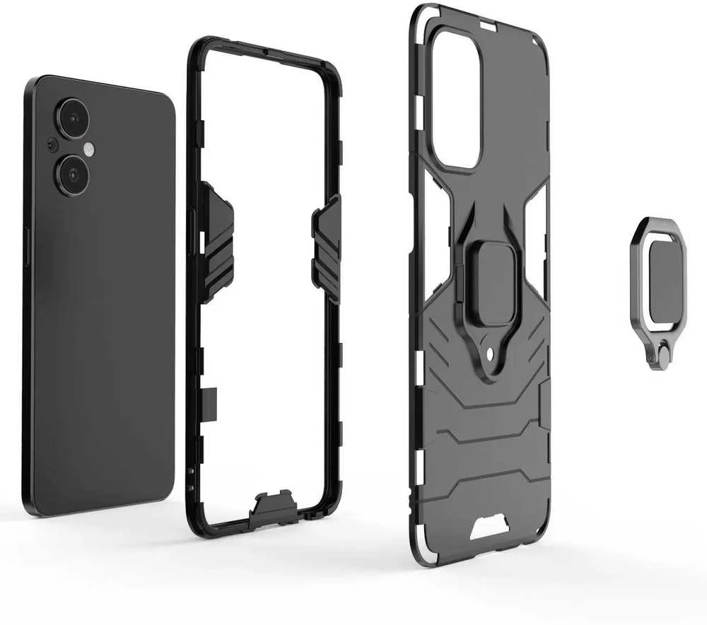 Hurtel Ring Armor hibridinis dėklas + magnetinis laikiklis skirtas OnePlus Nord N20 5G, juodas