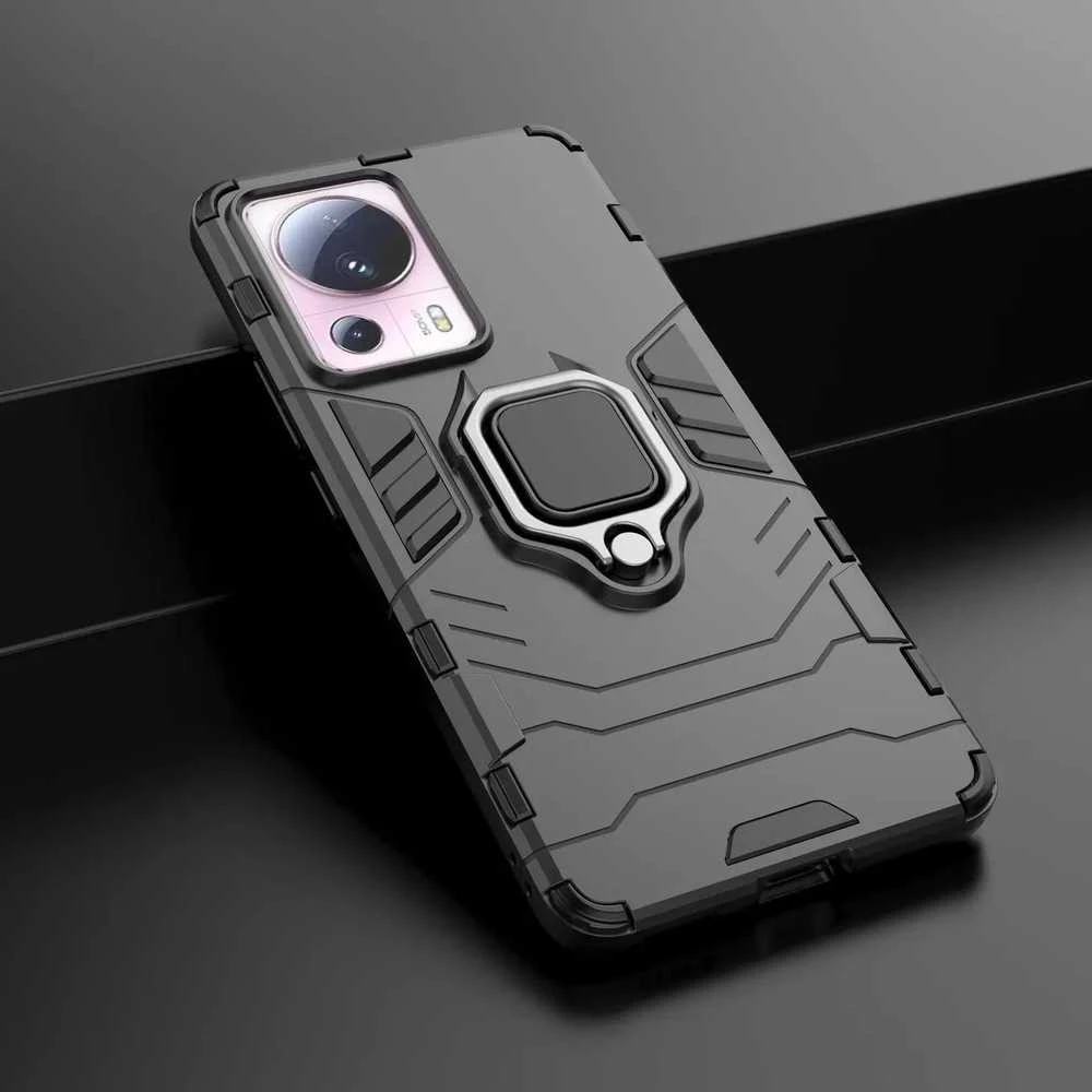 Hurtel Ring Armor Xiaomi 13 Lite armored magnetic holder ring dėklas telefonui juodos spalvos