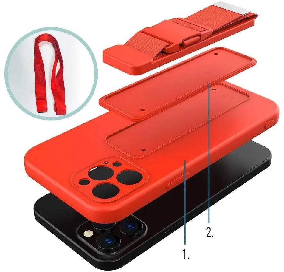 Hurtel Rope silikoninis su dirželiu Xiaomi Redmi 10 dėklas telefonui juodos spalvos