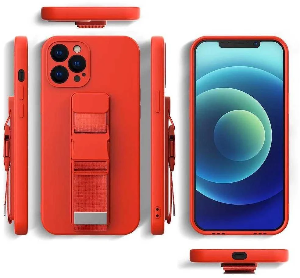 Hurtel Rope silikoninis su dirželiu Xiaomi Redmi 10 dėklas telefonui juodos spalvos