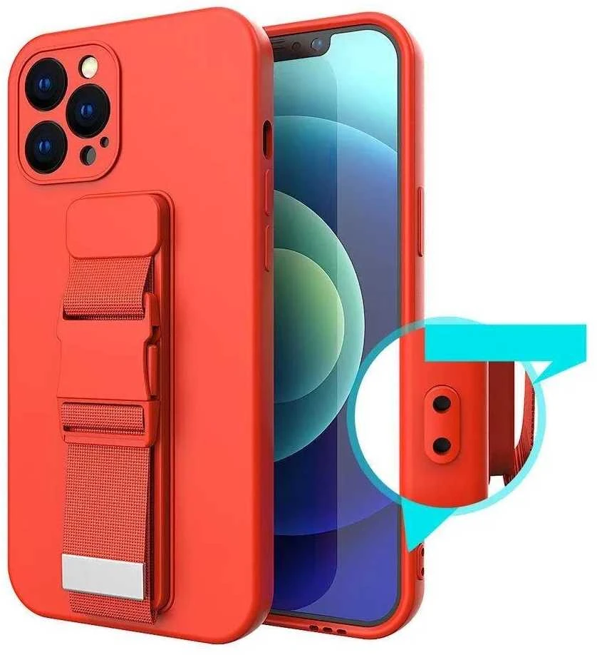 Hurtel Rope silikoninis su dirželiu Xiaomi Redmi 10 dėklas telefonui juodos spalvos