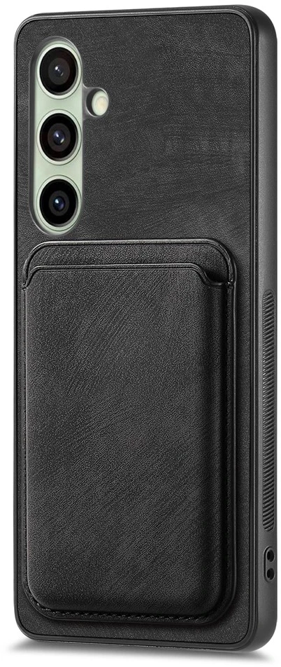 Hurtel Samsung Galaxy A56 5G Faux Odinis dėklas with Detachable Card Holder, MagSafe Compatible – juodos spalvos