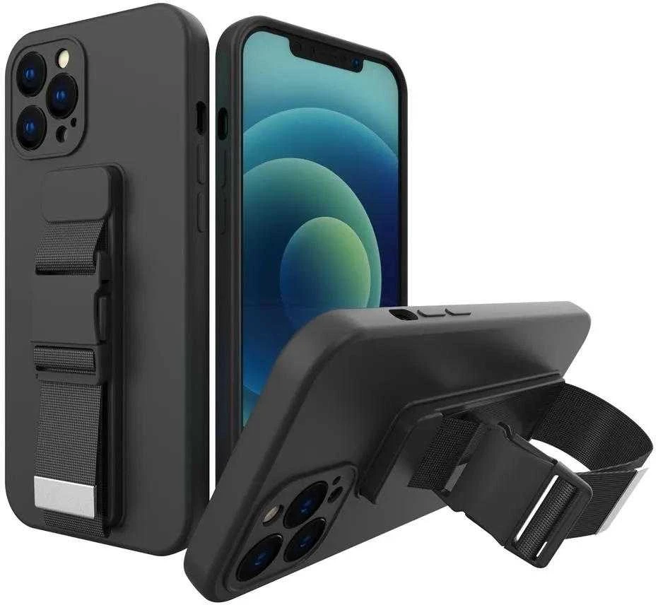 Hurtel Rope dėklas su dirželiu skirtas Xiaomi Redmi Note 10 / Redmi Note 10S, juodas