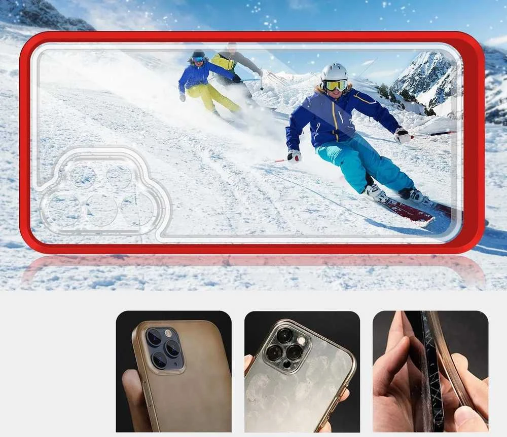 Hurtel Clear dėklas skirtas Samsung Galaxy A72 4G, raudonas
