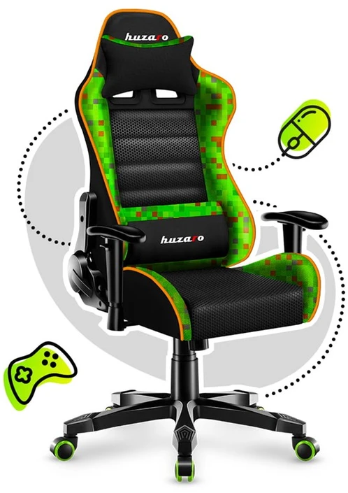 Žaidimų kėdė vaikams Huzaro Ranger 6.0, Juodos/Žalios spalvos