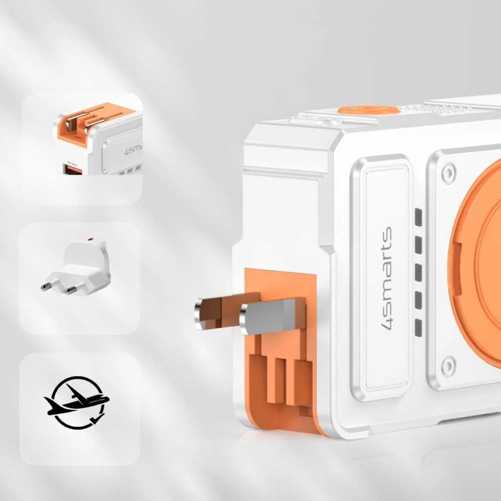 Hibridinis įkroviklis „4smarts 6-in-1 USB-C/USB-A PD 22,5 W“ su 10 000 mAh išorine baterija, „Qi“ belaidžiu įkrovimu,
