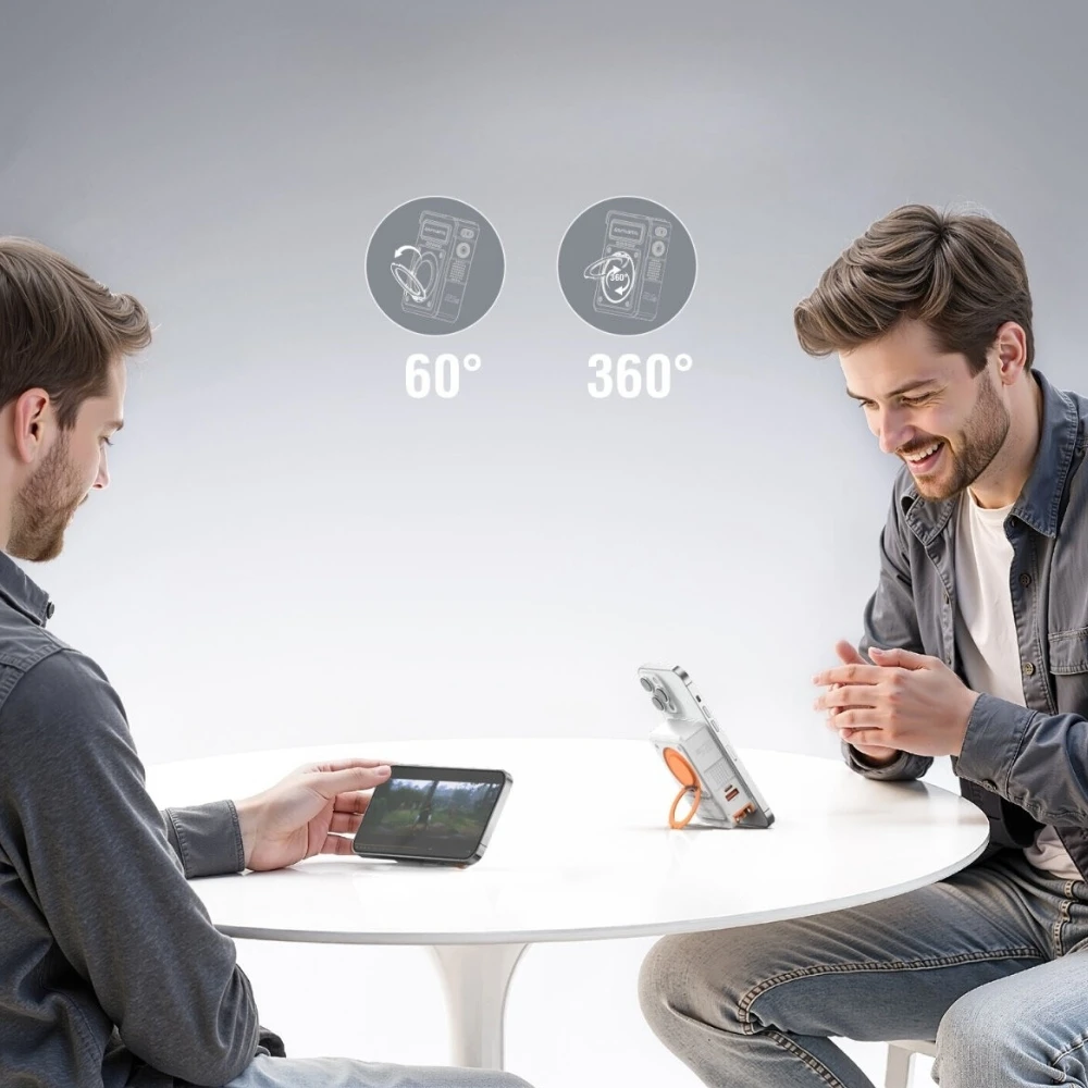 Hibridinis įkroviklis „4smarts 6-in-1 USB-C/USB-A PD 22,5 W“ su 10 000 mAh išorine baterija, „Qi“ belaidžiu įkrovimu,