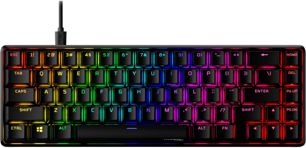 Mechaninė žaidimų klaviatūra HyperX Alloy Origins 65, US išdėstymas, HX Aqua Red Switch