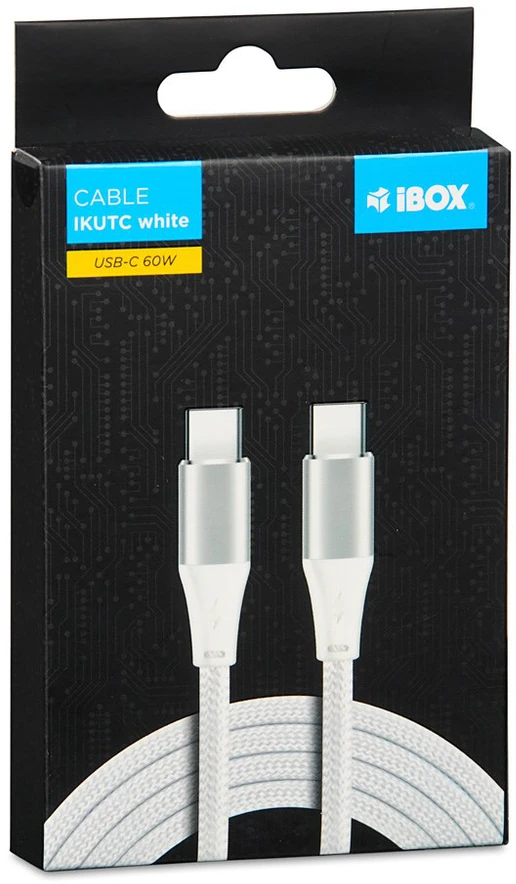 IBOX USB-C KABELAS 60W 2M Baltas