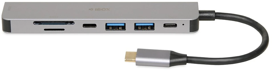 USB Hub - iBox IUH3SL4K 5000 Mbit/s USB Type-C, USB Type-A, HDMI, Sidabrinis