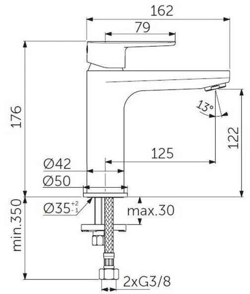 Praustuvo maišytuvas Ideal Standard Cerafine O, H120 be dugno vožtuvo, Silk Juodas juodas matinis