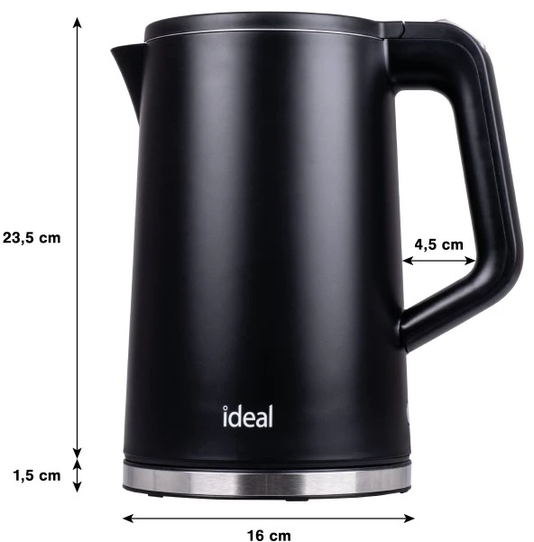 IDEAL Virdulys 1.7 l, steel body, power 1500 W, juodas