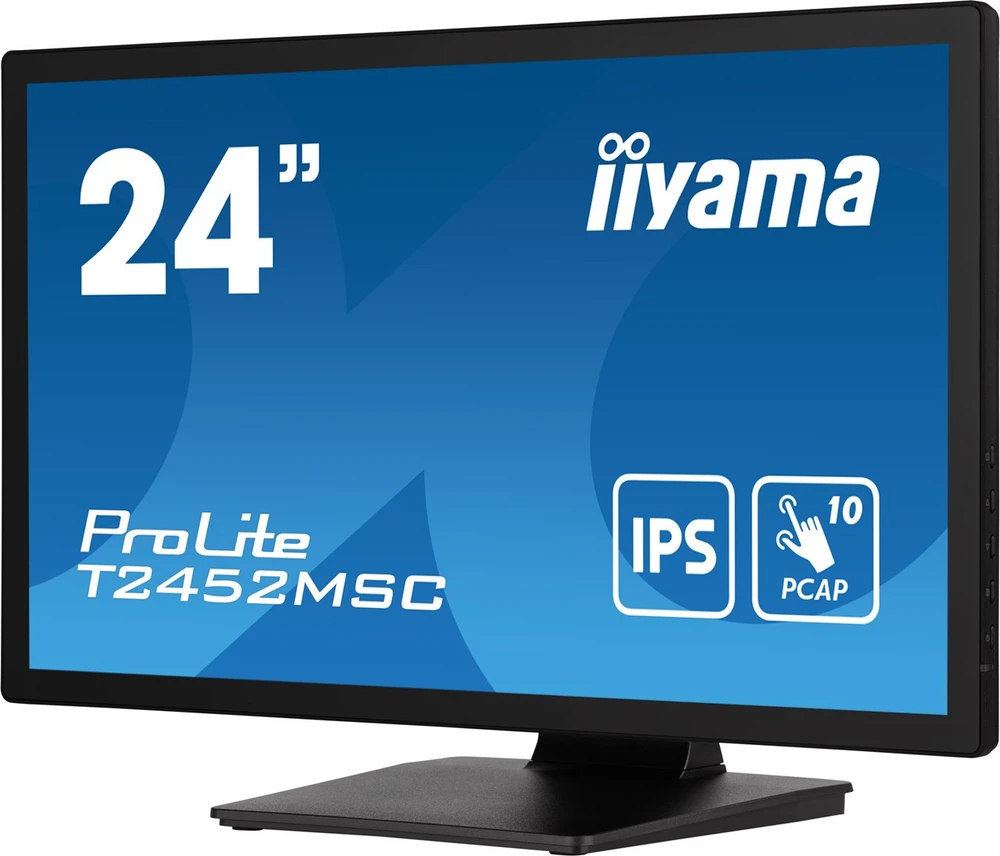 Monitorius „Iiyama“ 24 colių prijungtas PCAP 10P Touch, 1920 x 1080, IPS skydelis, plokščias rėmelis be stiklo, HDMI, ekrano prievadas, 360 cd/m² (su lietimu), USB šakotuvas 2x 3.0, garsiakalbiai, įmontuota interneto kamera ir mikrofonas