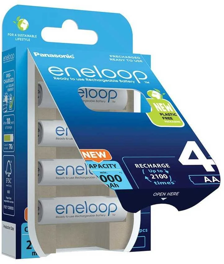 Įkraunamos baterijos PANASONIC ENELOOP AA 2000 mAh 4 vnt (BK-3MCDE/4CP)