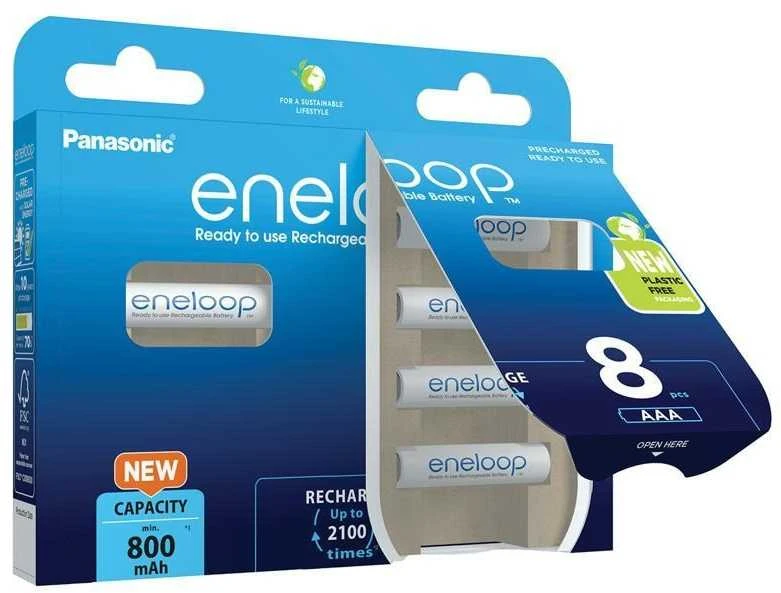 Įkraunamos baterijos PANASONIC ENELOOP AAA 800 mAh 8 vnt (BK-4MCDE/8HH)