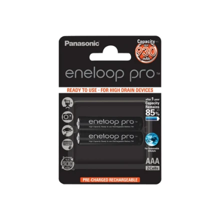 Įkraunamos baterijos PANASONIC ENELOOP PRO AAA 930 mAh 2 vnt (BK-4HCDE/2CP)