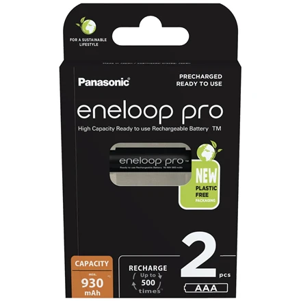 Įkraunamos baterijos PANASONIC ENELOOP PRO AAA 930 mAh 2 vnt (BK-4HCDE/2CP)