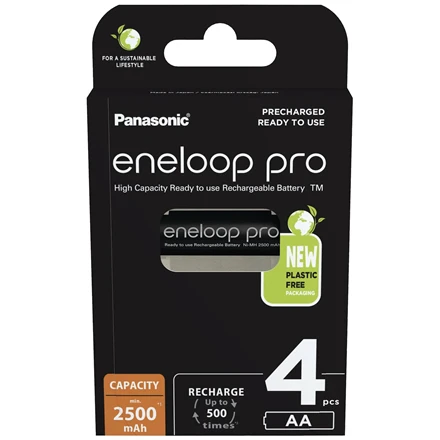 Įkraunamos baterijos PANASONIC ENELOOP PRO AA 2500 mAh 4 vnt (BK-3HCDE/4CP)