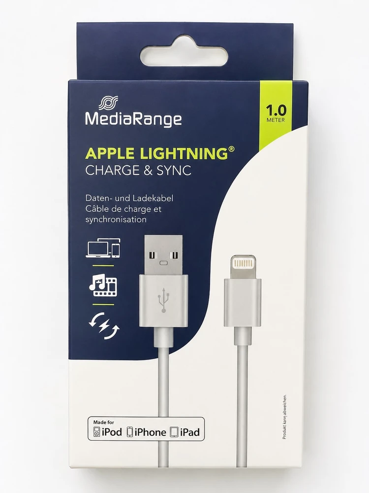 *Įkrovimo laidas USB 2.0 1m baltas MRCS178 MEDIARANGE