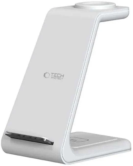 Įkrovimo stotelė Tech-Protect QI15W-A36 3in1 skirta Apple – baltos spalvos