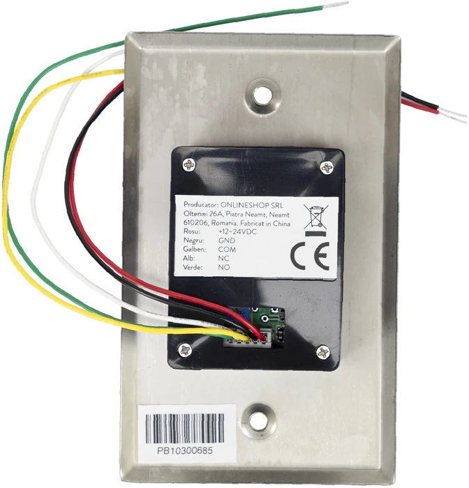 Įleidžiamas praėjimo jungiklis PNI PB103, bekontaktis, NO/NC/COM, 12V/24V DC, būsenos LED, metalinis, 5 laidai
