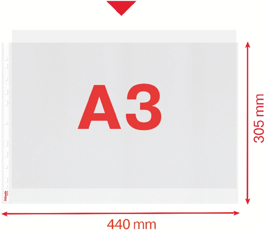 Įmautės Esselte, A3, 75 mikr., matinė, horizontali, pakuotėje 50 vnt.