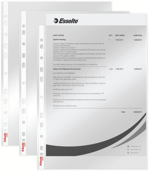 Leitz Įmautės Esselte, A4, 40 mikr., blizgios (100) 0809-103