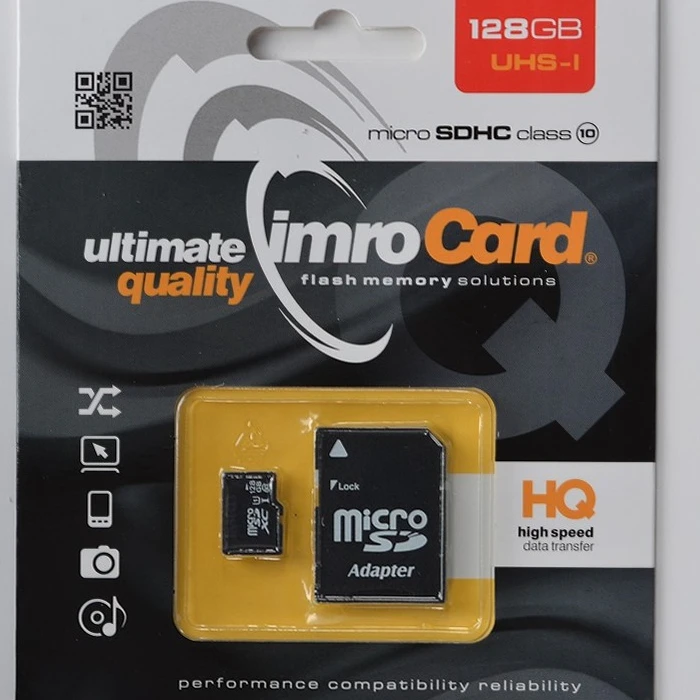 Atminties kortelė Kortelės rinkinio atmintis IMRO 10/128G UHS-I ADP (128 GB, U1 klasė, + adapteris)