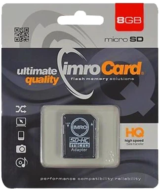 Imro atminties kortelė 8GB Micro SDHC cl. 10 + adapteris