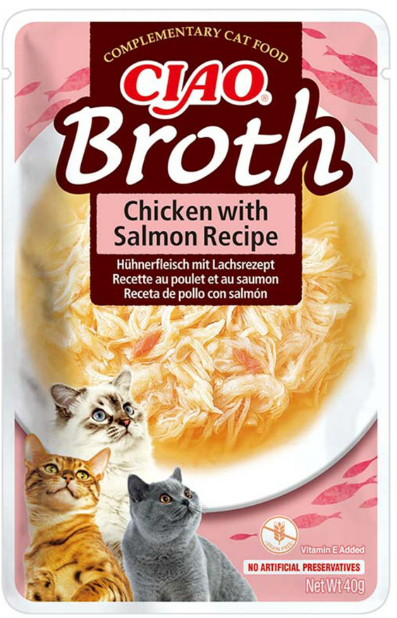 INABA Ciao Broth with vištiena, lašiša and tuna – skanėstas katėms – 24x40g