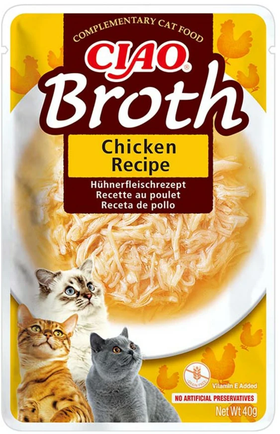 INABA Ciao Broth with vištiena, lašiša and tuna – skanėstas katėms – 10x40g