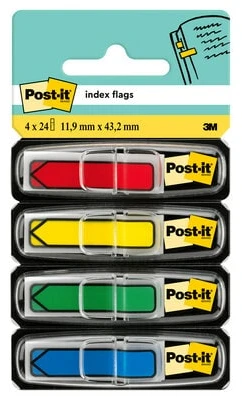 Lipnūs žymekliai Post-it Strėlytės, keičiami, 4 spalvos