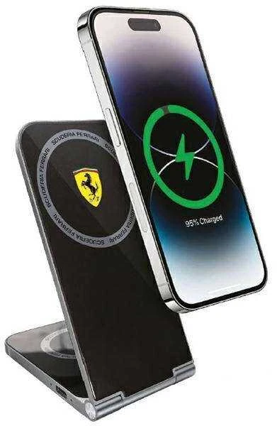 Ferrari foldable cargo. induction 2in1 FECBFMALK 15W juodos spalvos Printed Logo MagSafe