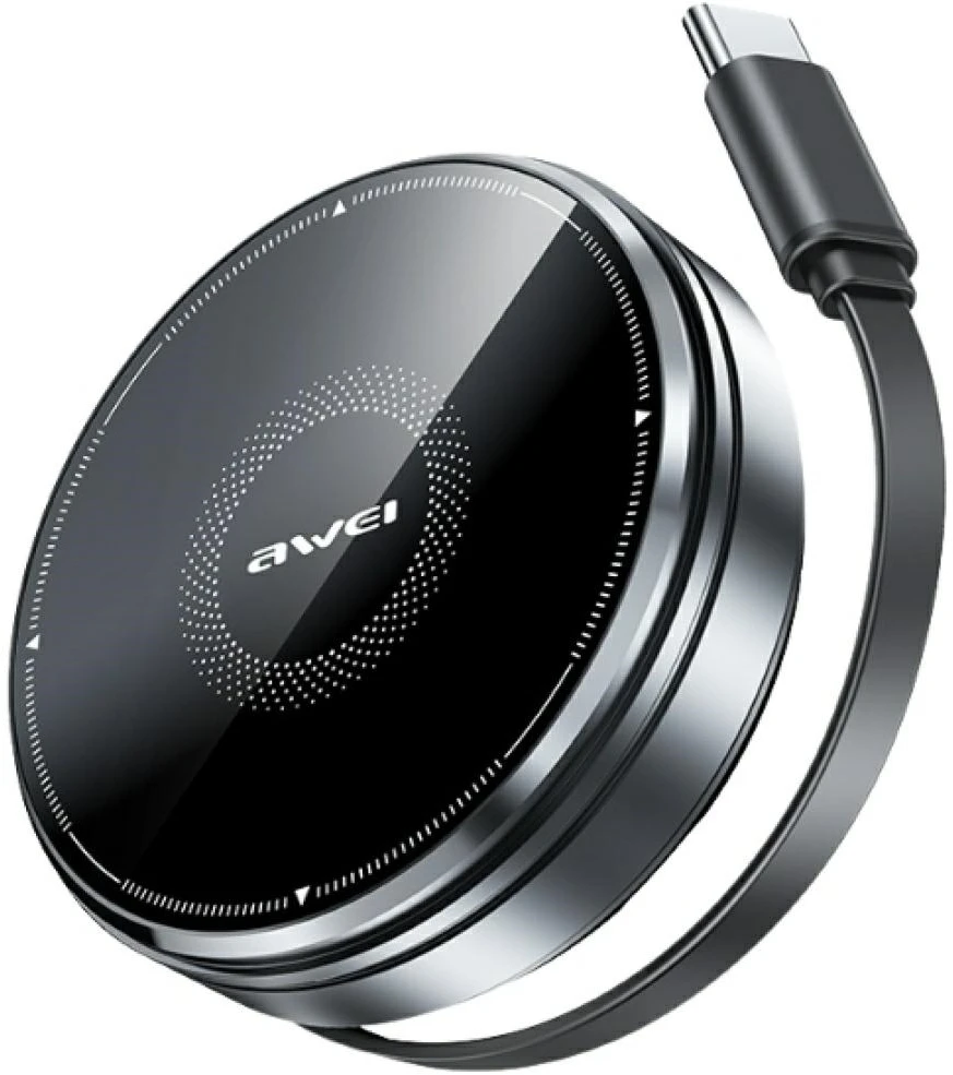 Belaidis įkroviklis 3-in-1 AWEI W27 15W with USB-C cable Fast Charging juodos spalvos