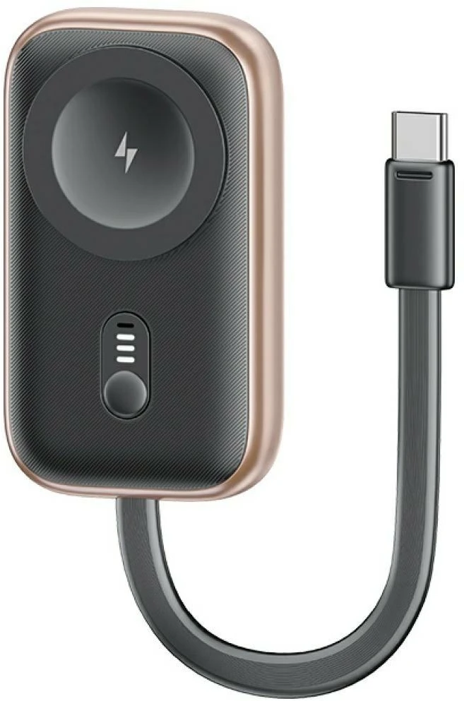 Indukcinis įkroviklis „Apple Watch Usams CD245 2-in-1“ su 1200 mAh išorine baterija + USB-C laidu, titano spalvos
