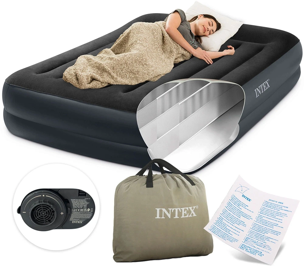 Pripučiamas čiužinys - lova INTEX Pillow Rest (Queen) Dura Beam 203x152x42 64124