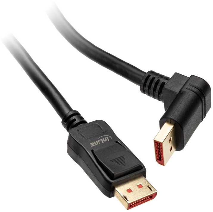InLine 8K (UHD-2) DisplayPort Kabelis, nach unten gewinkelt, juodas – 3m