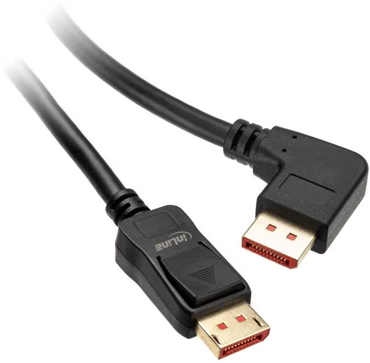 „InLine 8K“ (UHD-2) „DisplayPort“ kabelis, stačiu kampu, juodas - 3 m