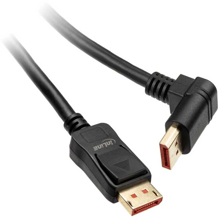 „InLine 8K“ (UHD-2) „DisplayPort“ kabelis, į viršų nukreiptas, juodas – 3 m