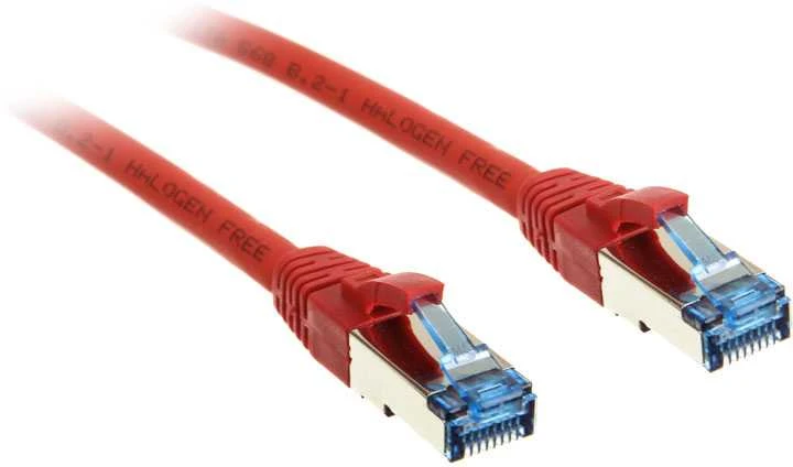 „InLine“ komutacinis kabelis Cat.6A, S/FTP (PiMf), 500MHz, raudonas – 3m