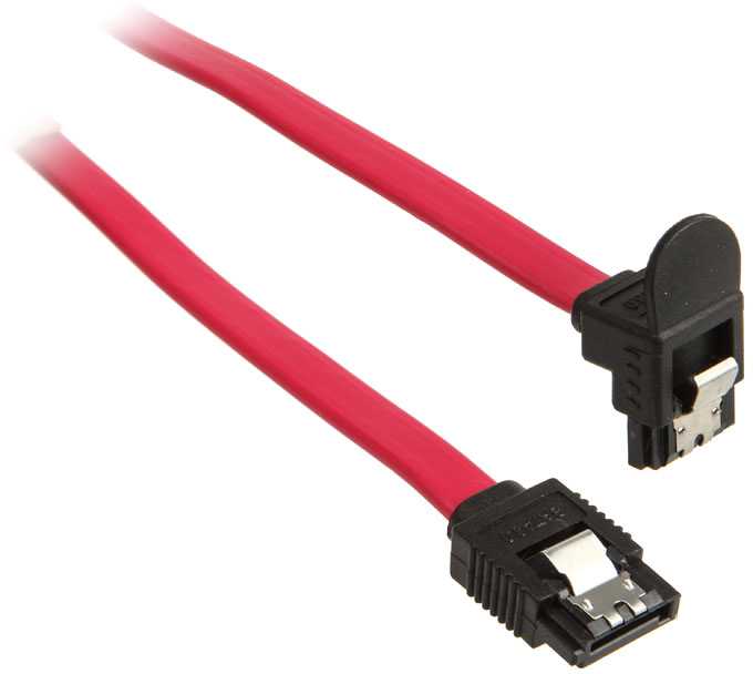 „InLine SATA III“ (6 Gb/s) kabelis kampuotas, raudonas, 0,3 m