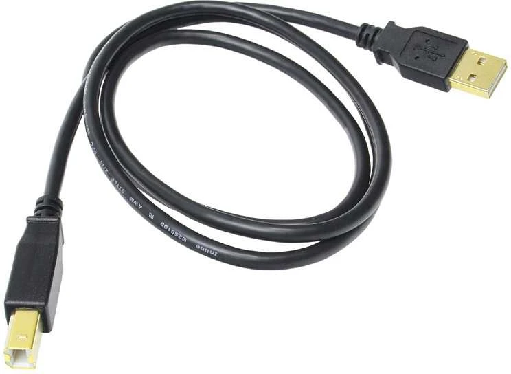InLine USB 2.0 Cable, A to B, auksinis-plated, juodas – 1m