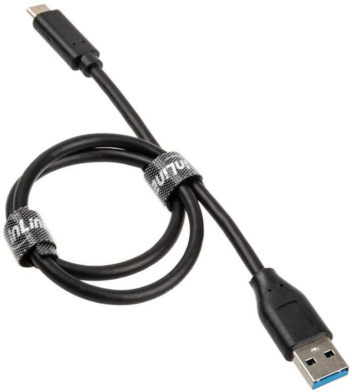 Inline USB 3.2 Gen.2 kabelis, C tipo į A tipo kištuką/kištuką, juodas - 0.5m