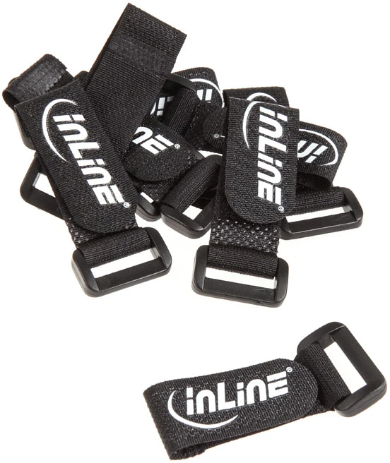 InLine Klettschlaufen 20x100mm, 10er – juodos spalvos