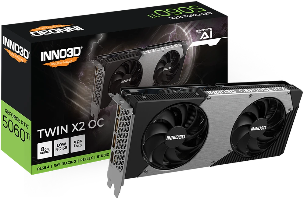 Vaizdo plokštė INNO3D GeForce RTX 5060 Ti Twin X2 8GB OC DLSS 4