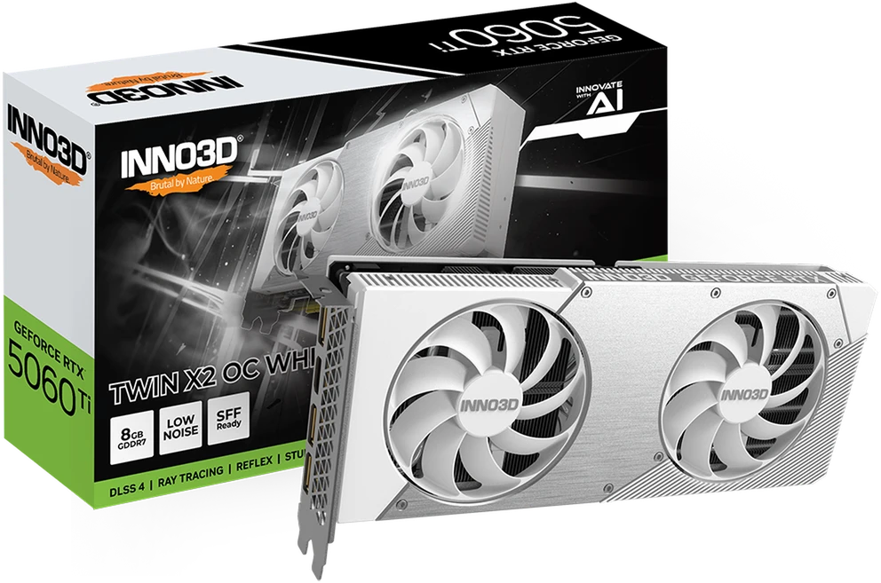 Vaizdo plokštė INNO3D GeForce RTX 5060 Ti Twin X2 Baltas 8GB OC DLSS 4
