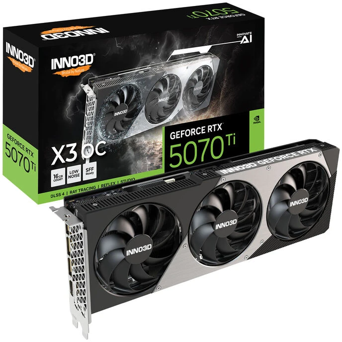 Vaizdo plokštė INNO3D GeForce RTX 5070 Ti X3 16GB OC DLSS 4