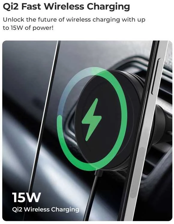 Belaidis magnetinis automobilinis telefono laikiklis iOttie Velox MagSafe Qi2 Wireless Air Vent Mount