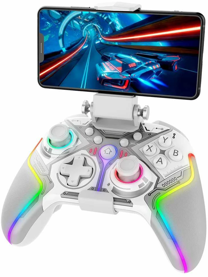 „iPega 9666BH“ „Bluetooth“ RGB žaidimų pultas, skirtas „Android“ / „iOS“ / „PS3“ / „PS4“ / „PC“ / „N-Switch“ Baltas