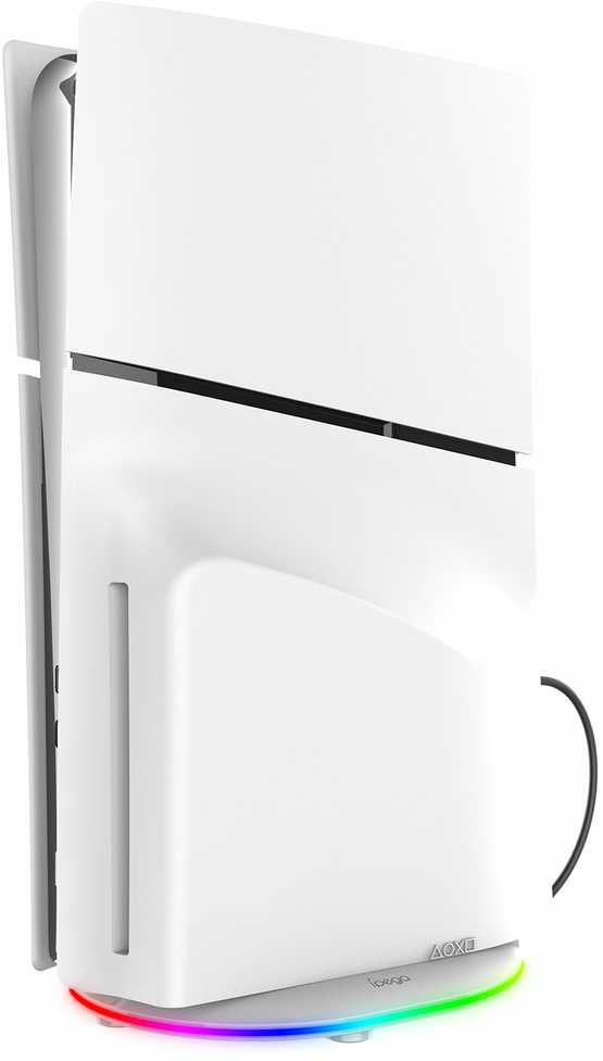 iPega P5S035SA vertikalus stovas (2xUSB-A) su RGB, skirtas PS5 Slim / PS5 Pro Baltas